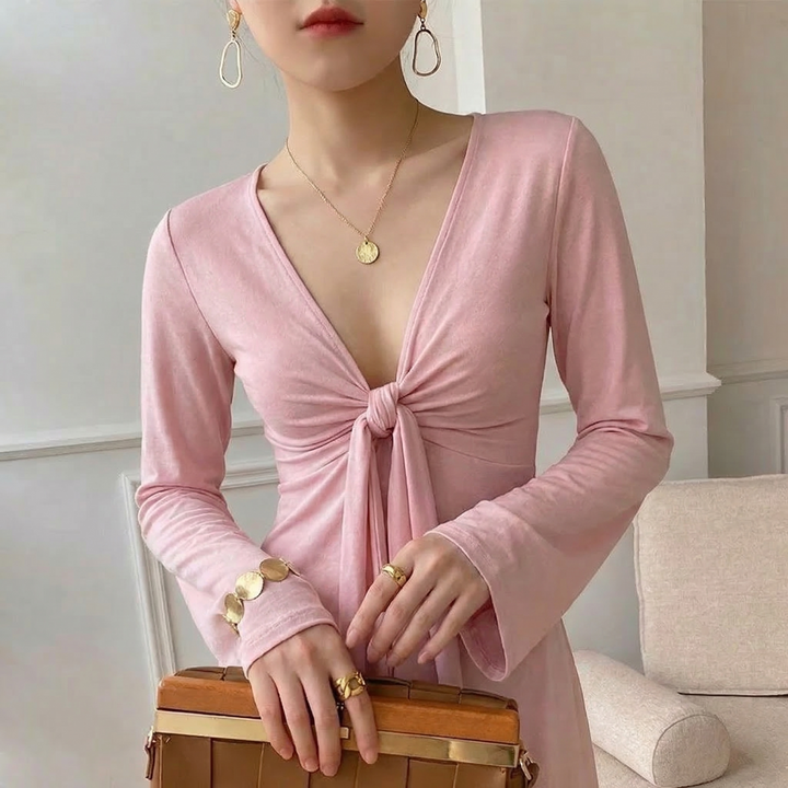 Mae Linen Tie Front Top