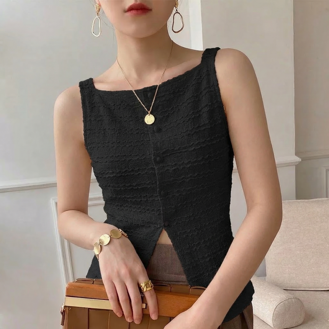 Donna Linen Square Neck Top