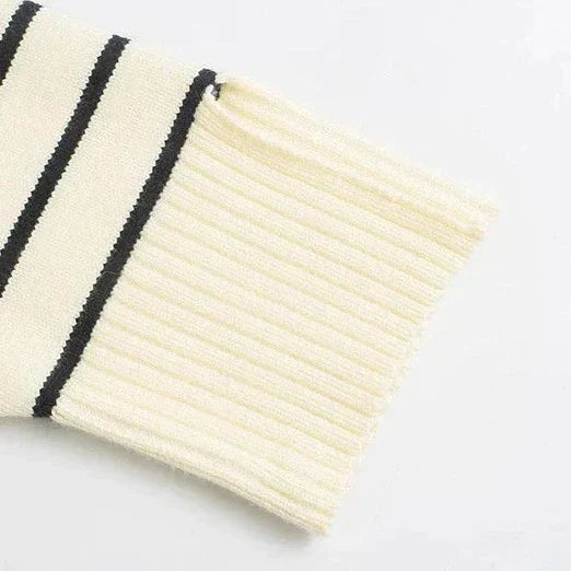 Lucia Striped Half-Zip Knit Sweater