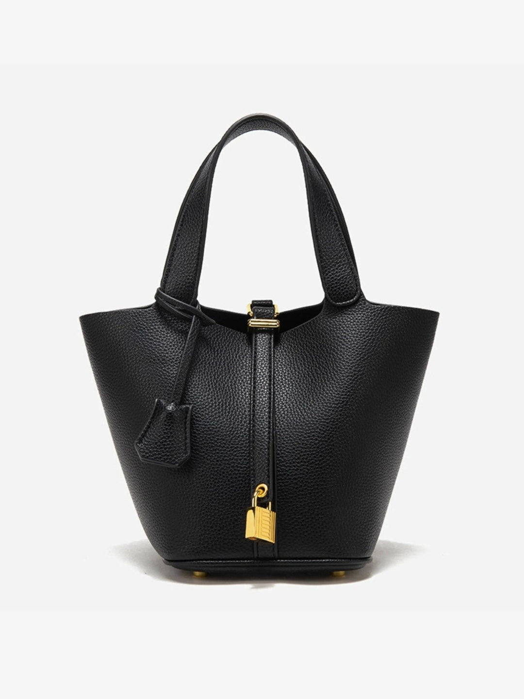 Women’s Leather Bucket Bag – Gold Details Classic Style