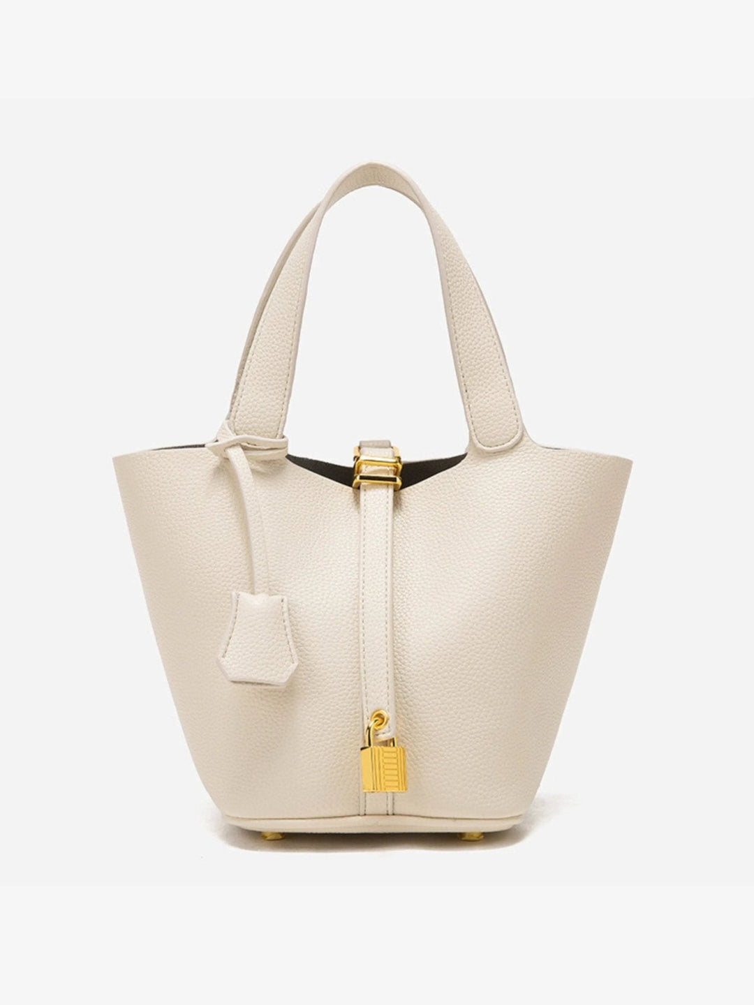 Women’s Leather Bucket Bag – Gold Details Classic Style