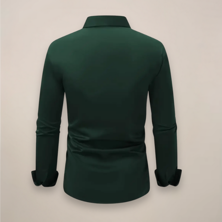 Men's Notched Collar Button-Up Shirt – Classic Smart Casual Long Sleeve