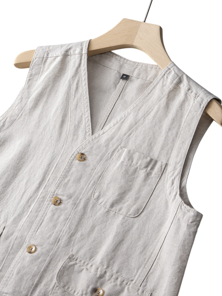 Élan Indigo Linen Vest