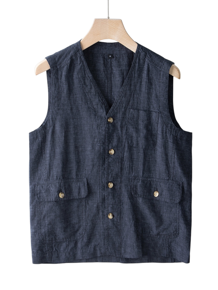 Élan Indigo Linen Vest