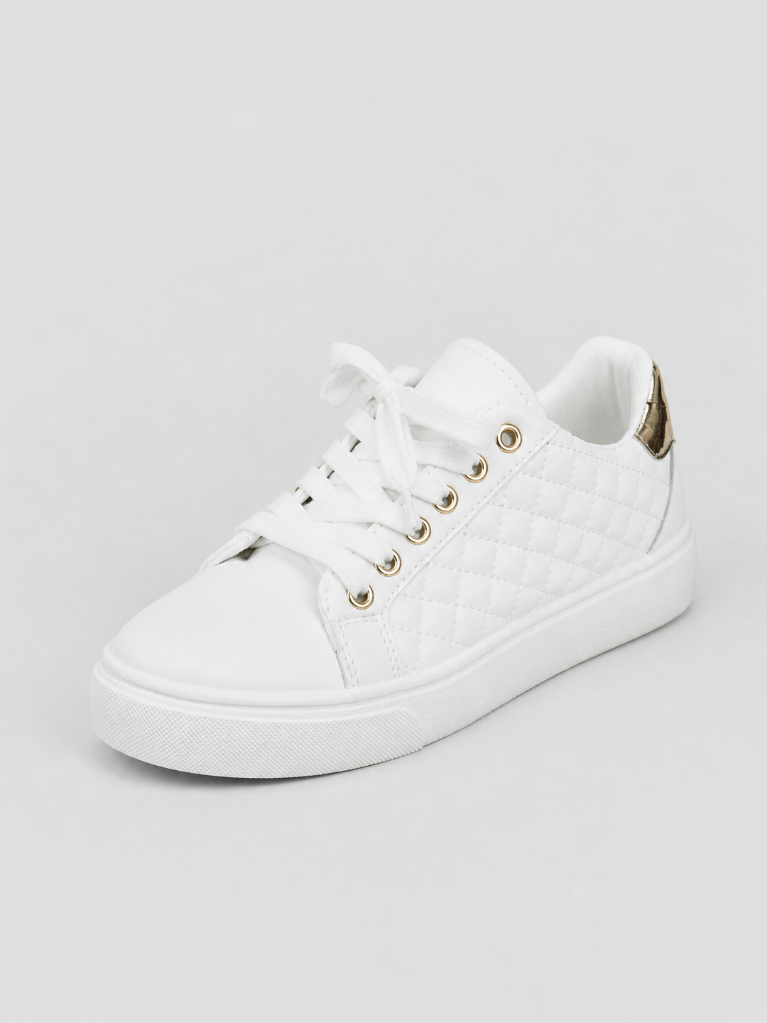 Women’s Comfort Trainers – Quilted Leather Look Shoes
