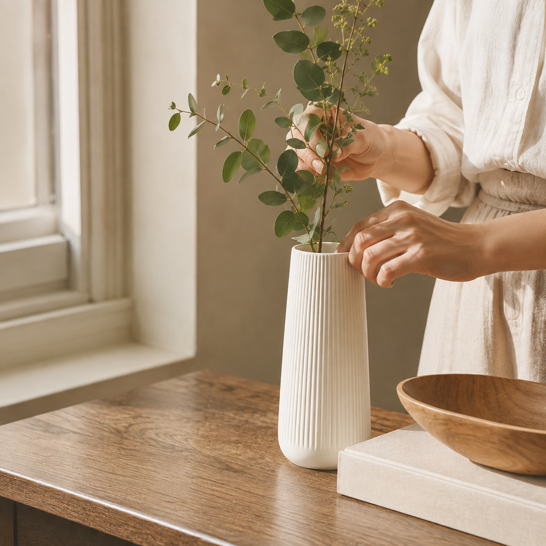 Amberley Ribbed Ceramic Vase