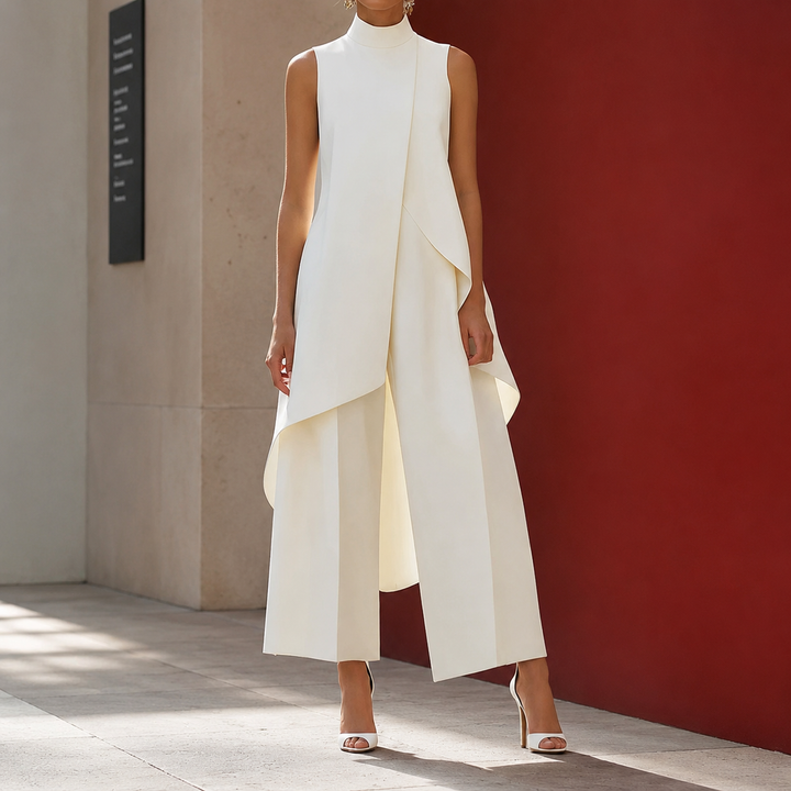 Sonia-Pearl Asymmetric Pants Set