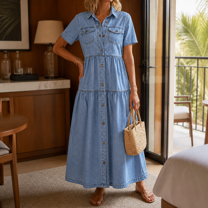 Estelle-Claire Tiered Denim Dress