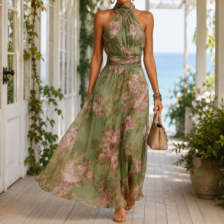 Nora-Pearl Halter Maxi Dress