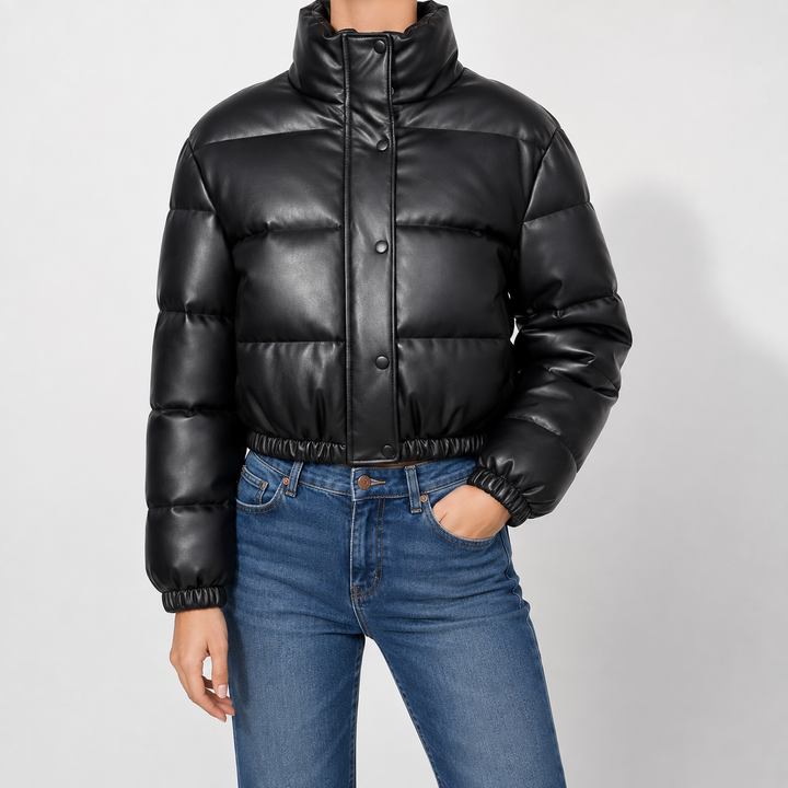 Marden Faux Leather Puffer Jacket