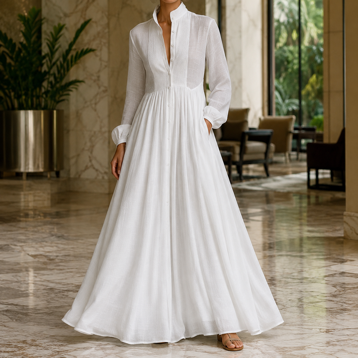 Evangeline Button-Front Maxi Dress