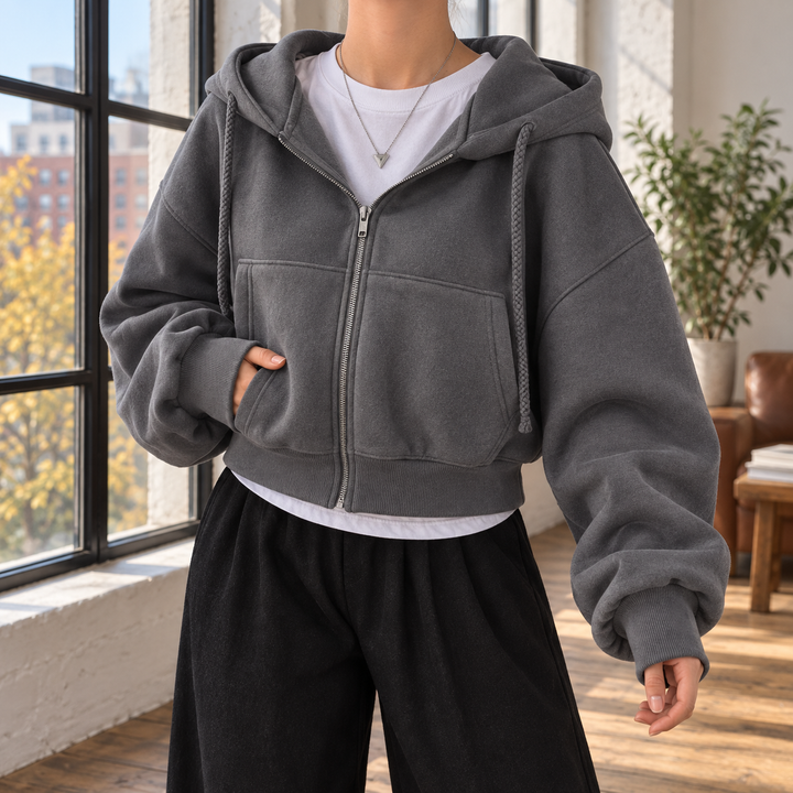 Hazel-Rae Cropped Zip Hoodie