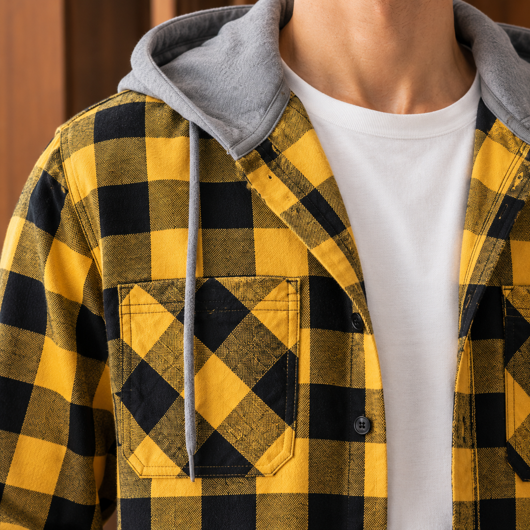 Gilles Plaid Hooded Overshirt