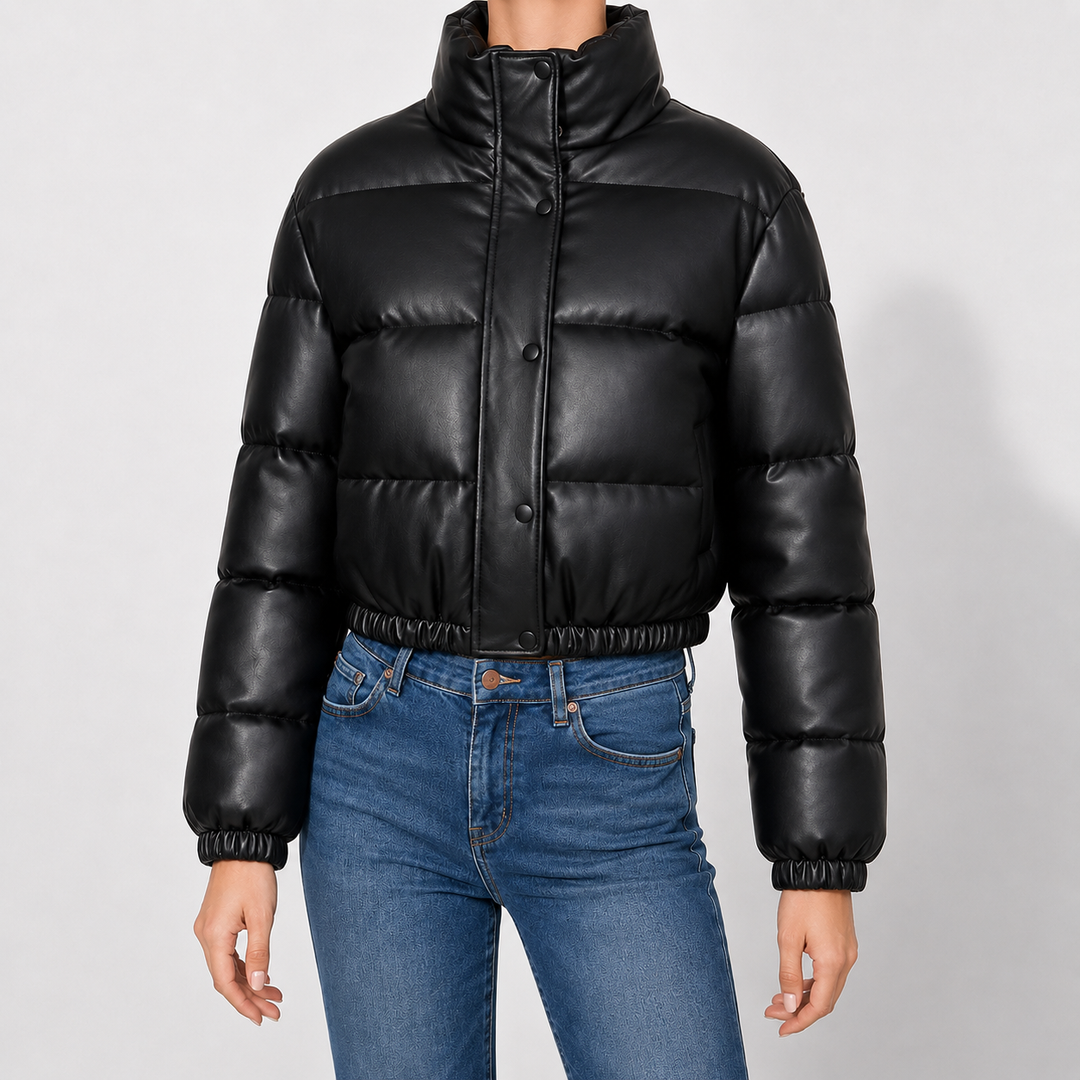 Marden Faux Leather Puffer Jacket