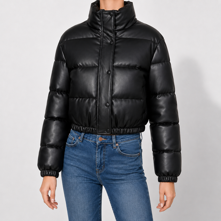Marden Faux Leather Puffer Jacket