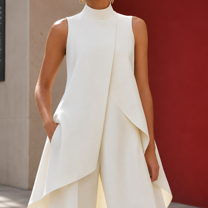 Sonia-Pearl Asymmetric Pants Set