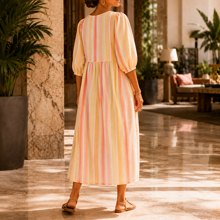 Audrey Striped Midi Dress