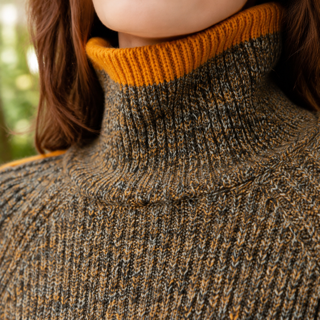 Romy-Pearl Contrast Turtleneck Sweater