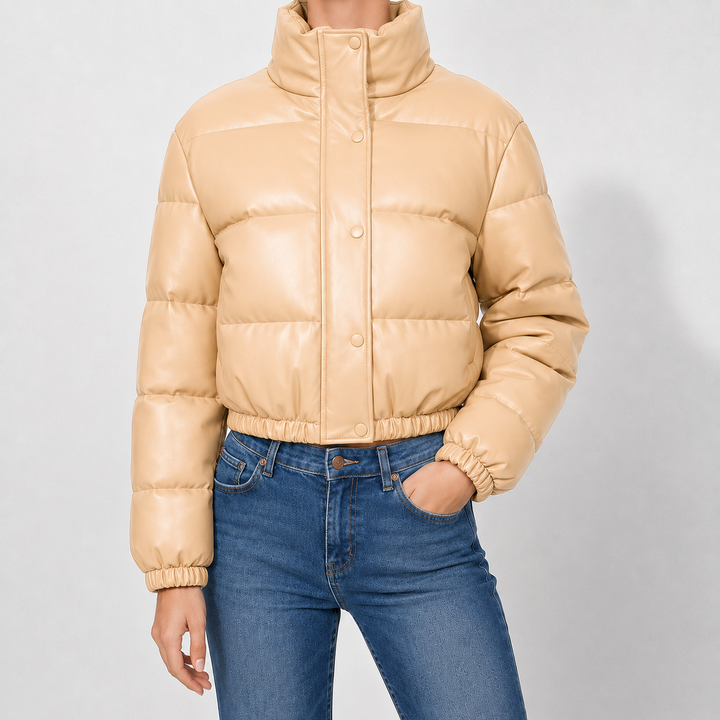 Marden Faux Leather Puffer Jacket