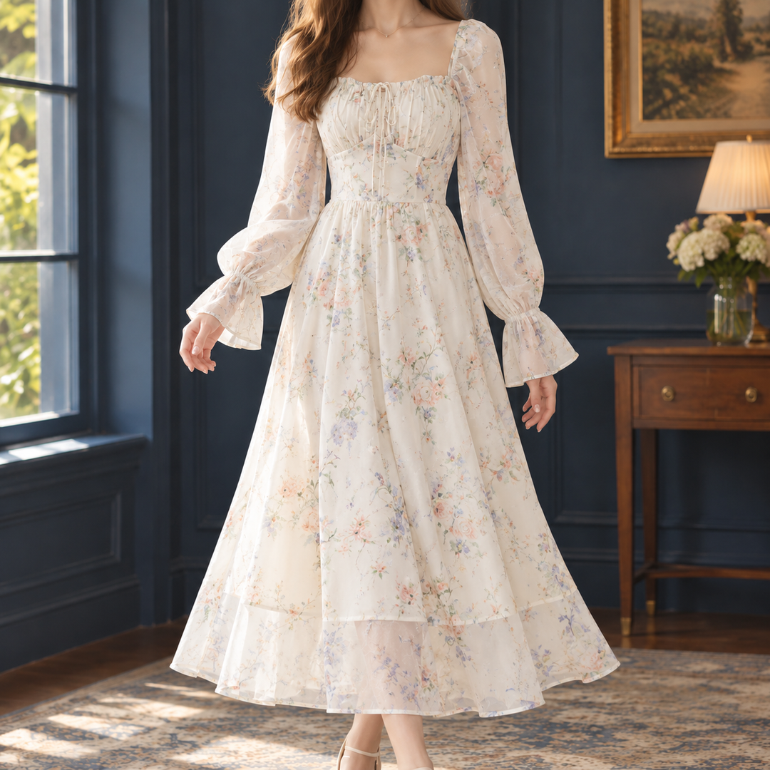 Mireille-Pearl Floral Midi Dress