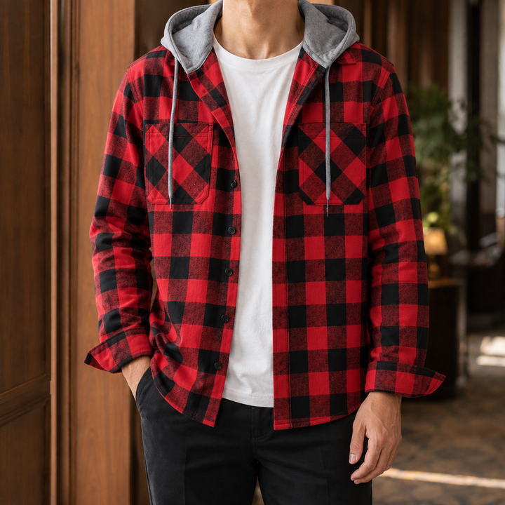 Gilles Plaid Hooded Overshirt
