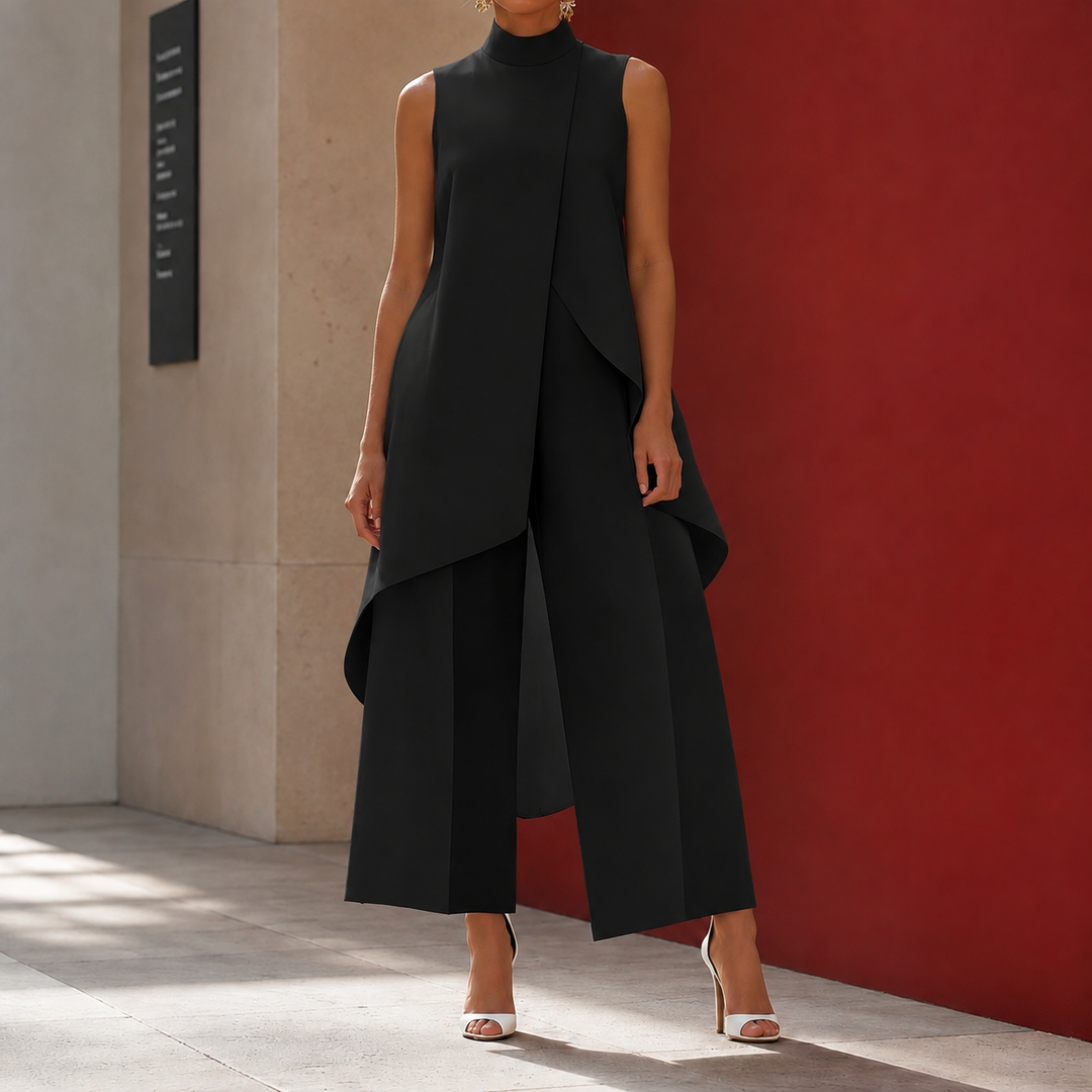 Sonia-Pearl Asymmetric Pants Set