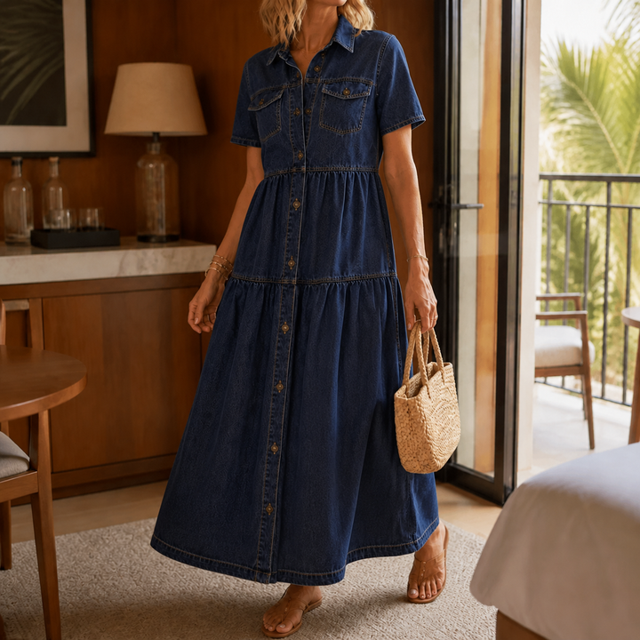 Estelle-Claire Tiered Denim Dress