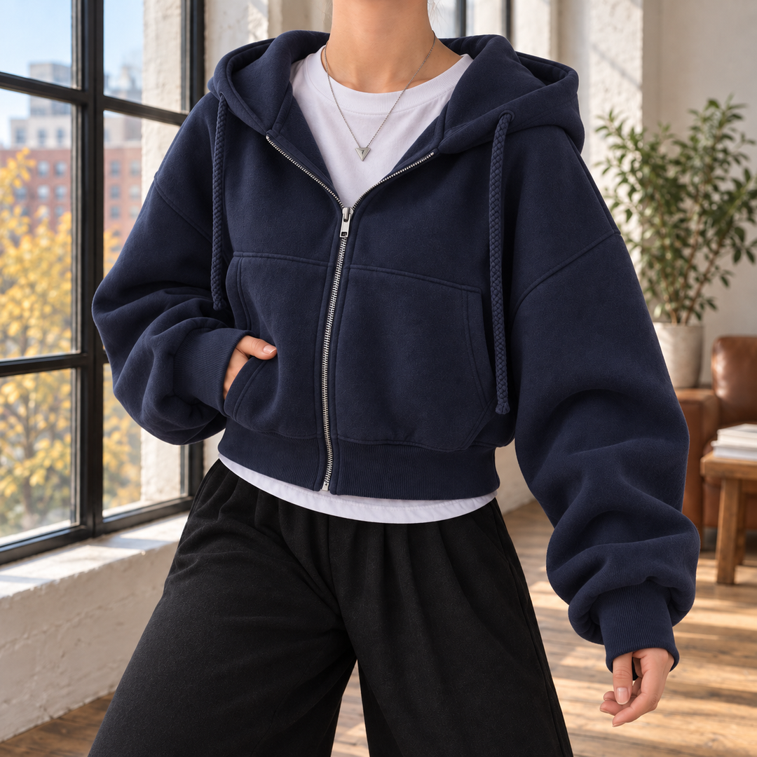 Hazel-Rae Cropped Zip Hoodie