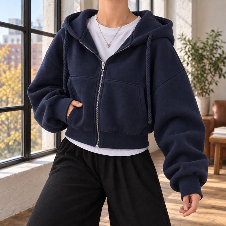 Hazel-Rae Cropped Zip Hoodie