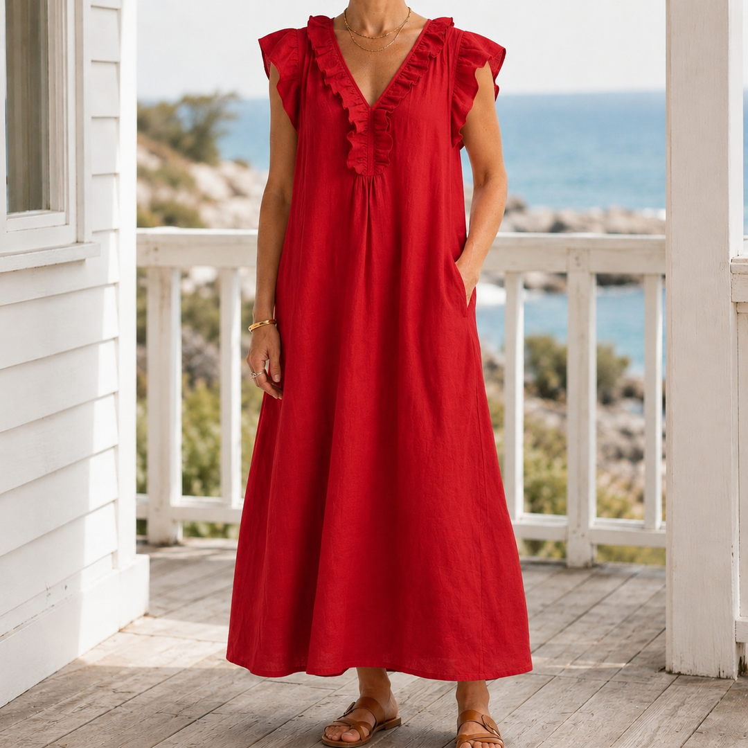 Carmen-Eve Ruffle Maxi Dress
