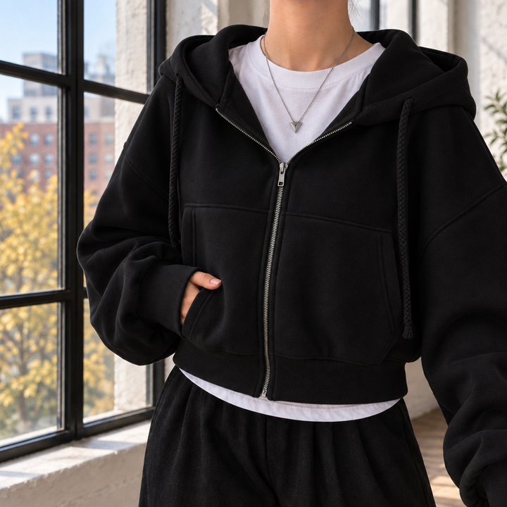 Hazel-Rae Cropped Zip Hoodie