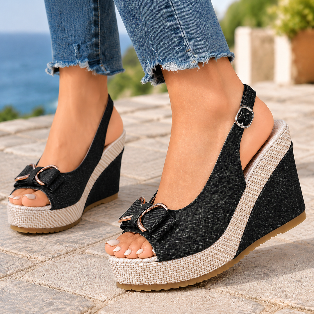 Silvestri Denim Wedge Sandals
