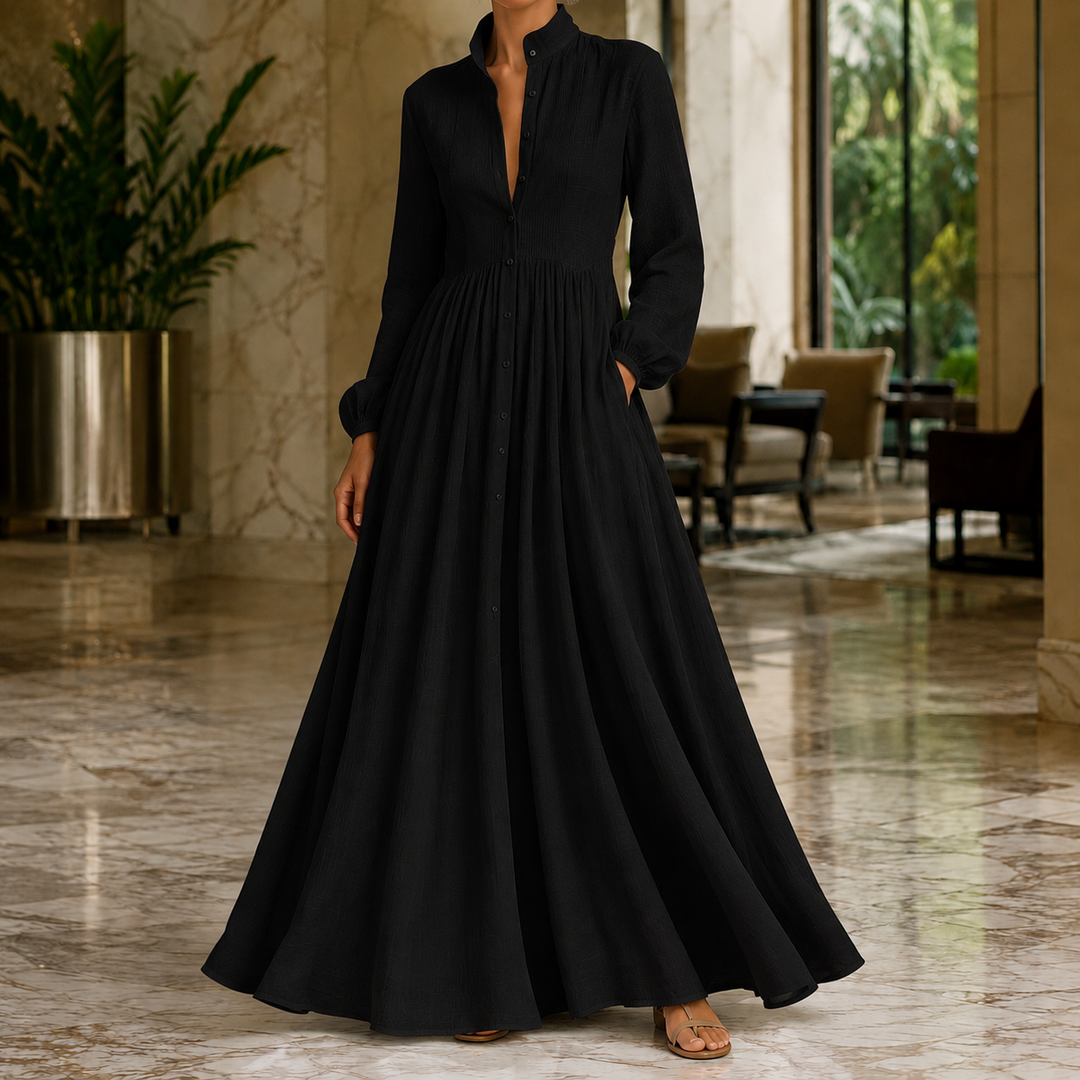 Evangeline Button-Front Maxi Dress
