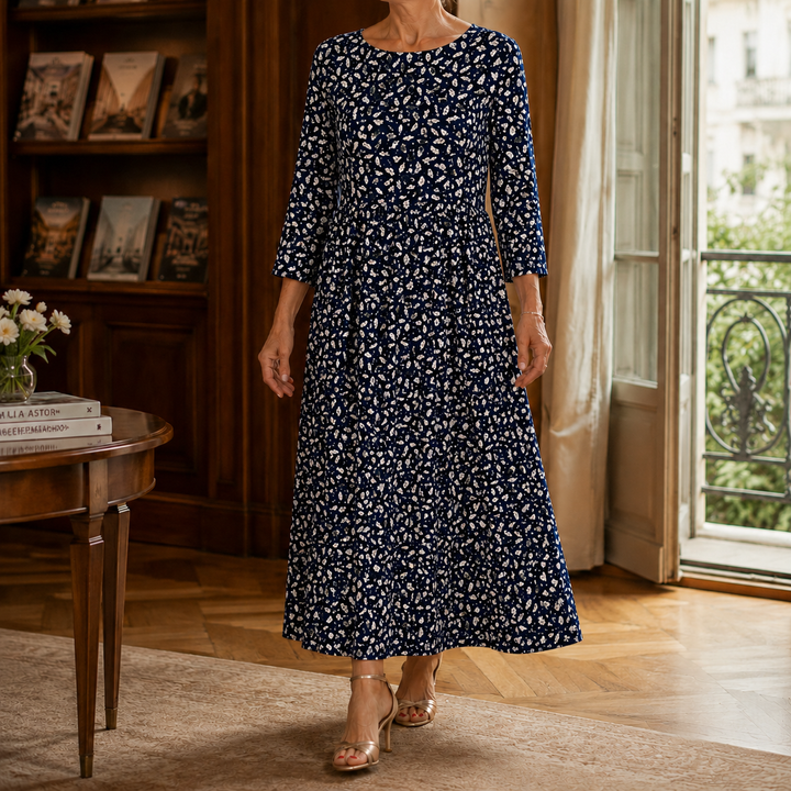 Honora-Pearl Floral Midi Dress