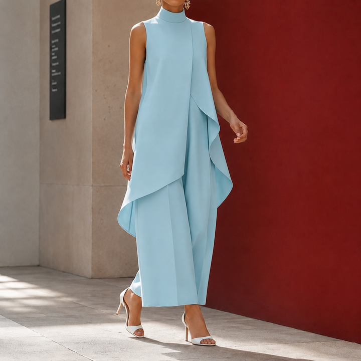 Sonia-Pearl Asymmetric Pants Set