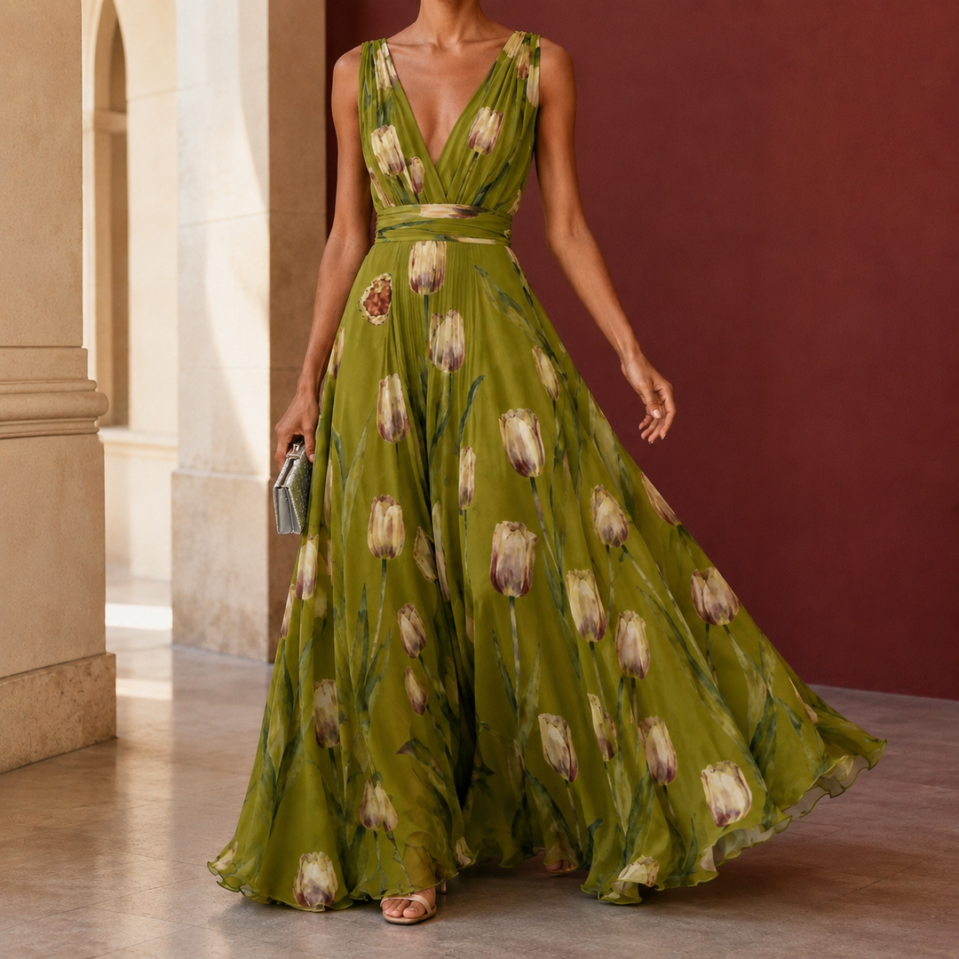 Annabel-Lane Plunge Maxi Dress