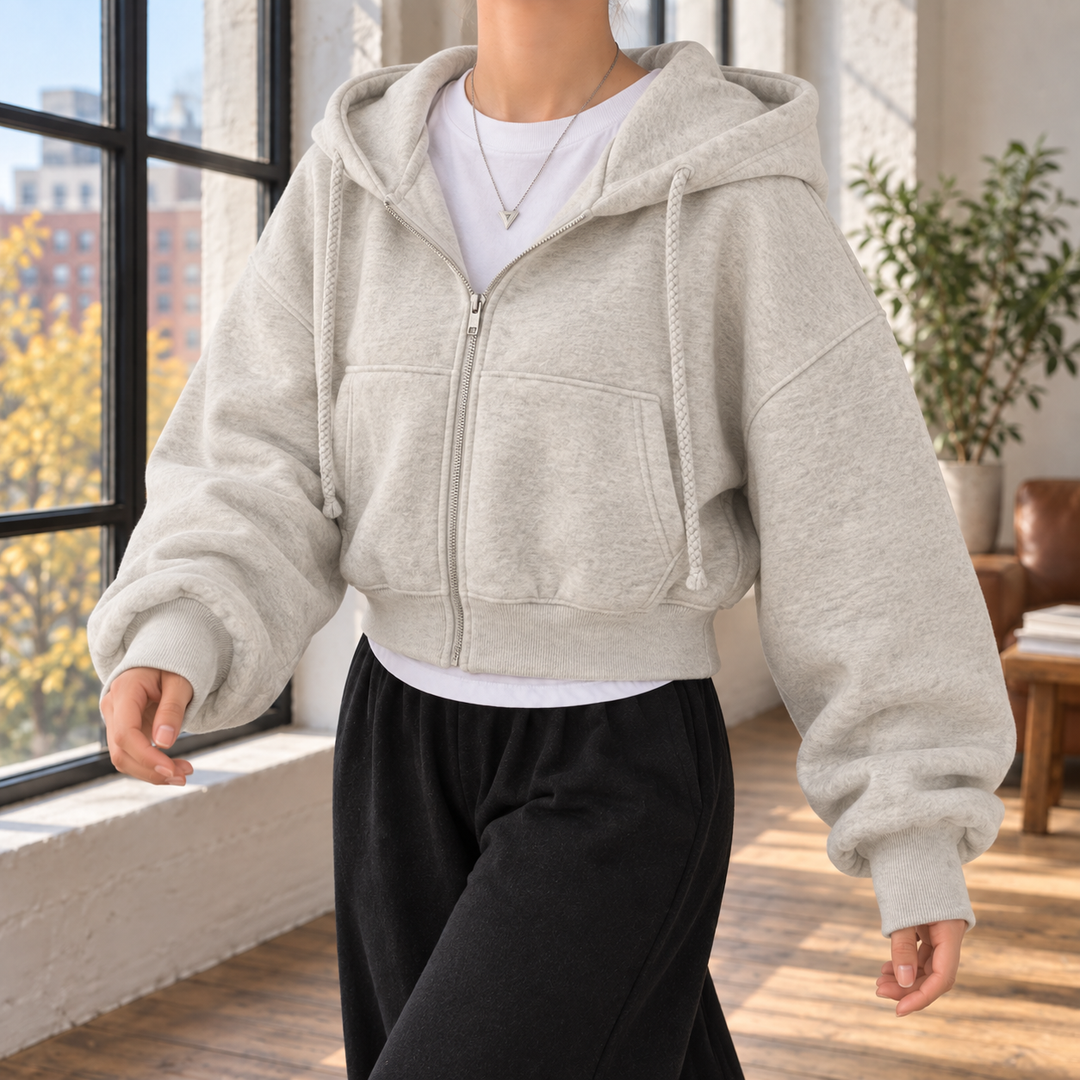 Hazel-Rae Cropped Zip Hoodie