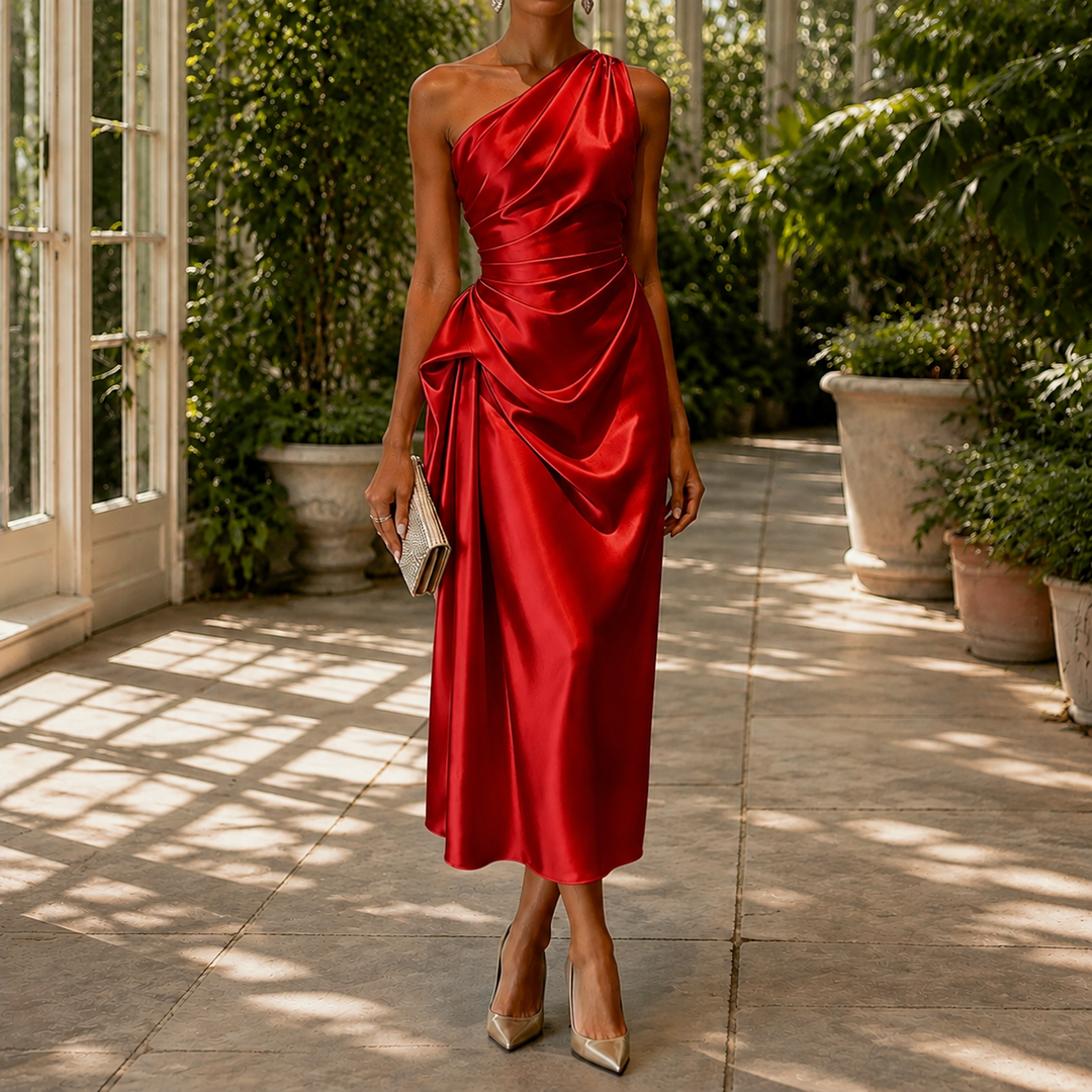 Leonie-Sage One Shoulder Dress
