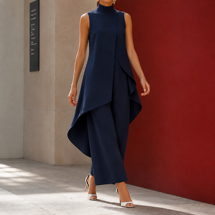 Sonia-Pearl Asymmetric Pants Set