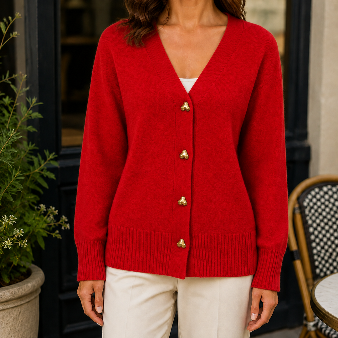Adriana Heart-Button Sweater